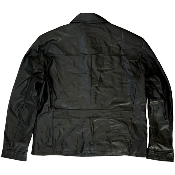 EXCELLED • Men’s Black Leather Motorcycle Biker Jacket - Picture 8 of 9